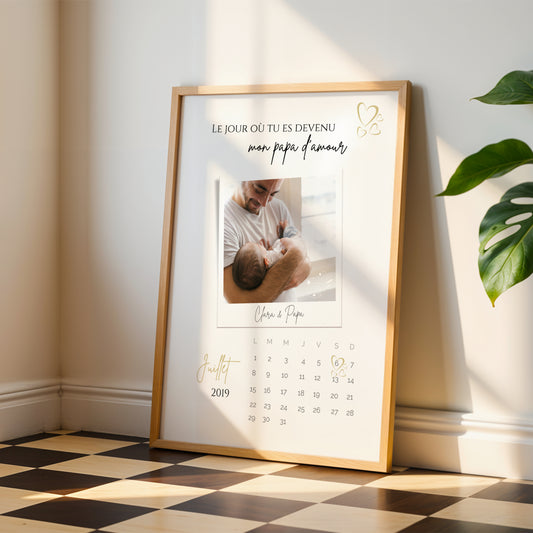 Affiche personnalisée naissance pour papa – Cadeau original fête des pères – Poster naissance bébé