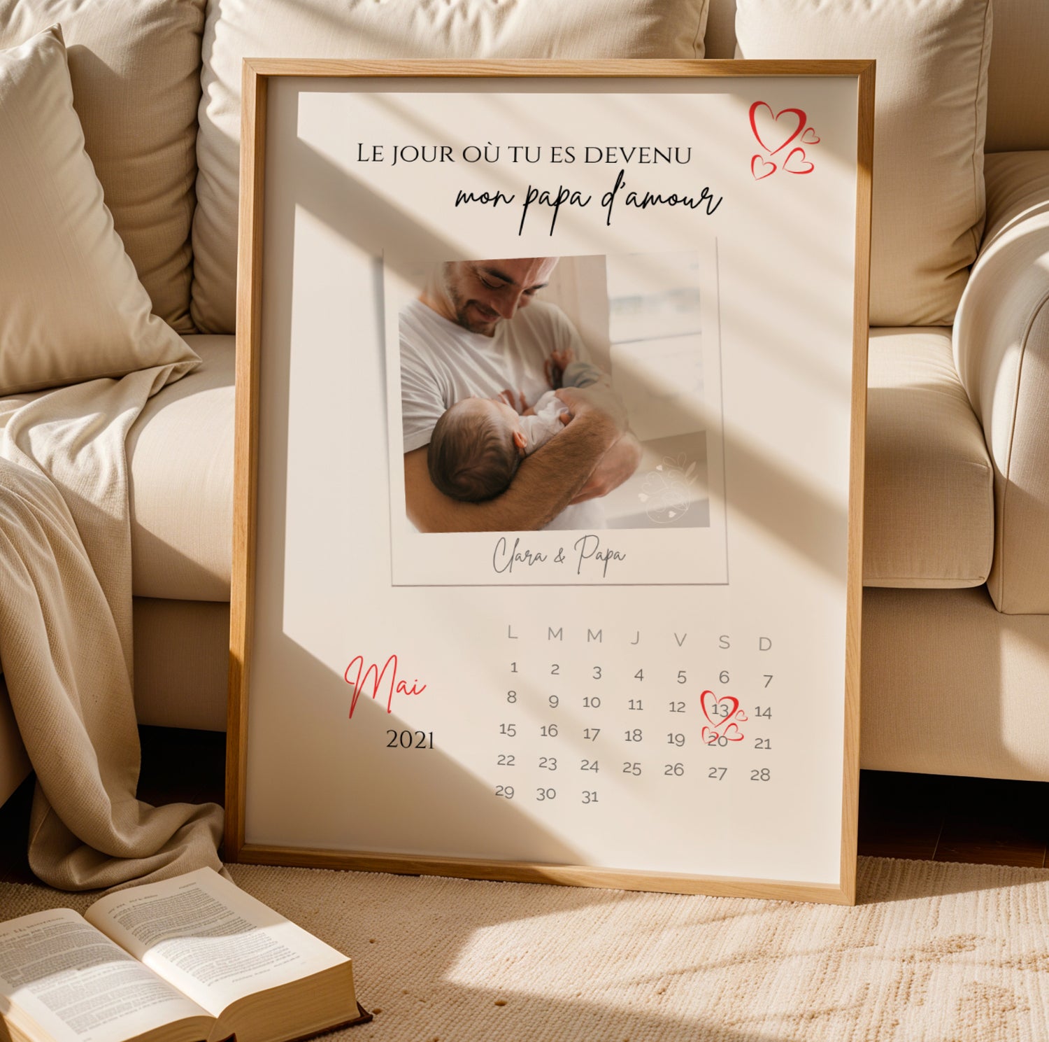 Affiche personnalisée naissance pour papa – Cadeau original fête des pères – Poster naissance bébé - Image 3