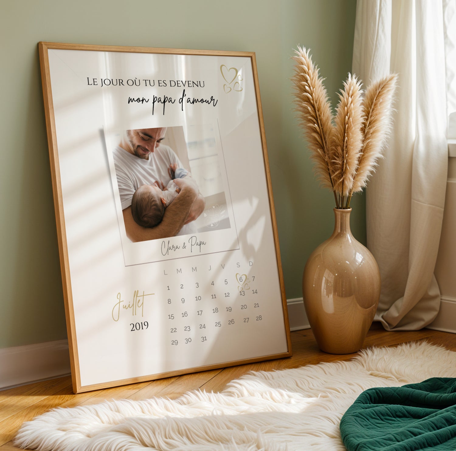 Affiche personnalisée naissance pour papa – Cadeau original fête des pères – Poster naissance bébé - Image 2