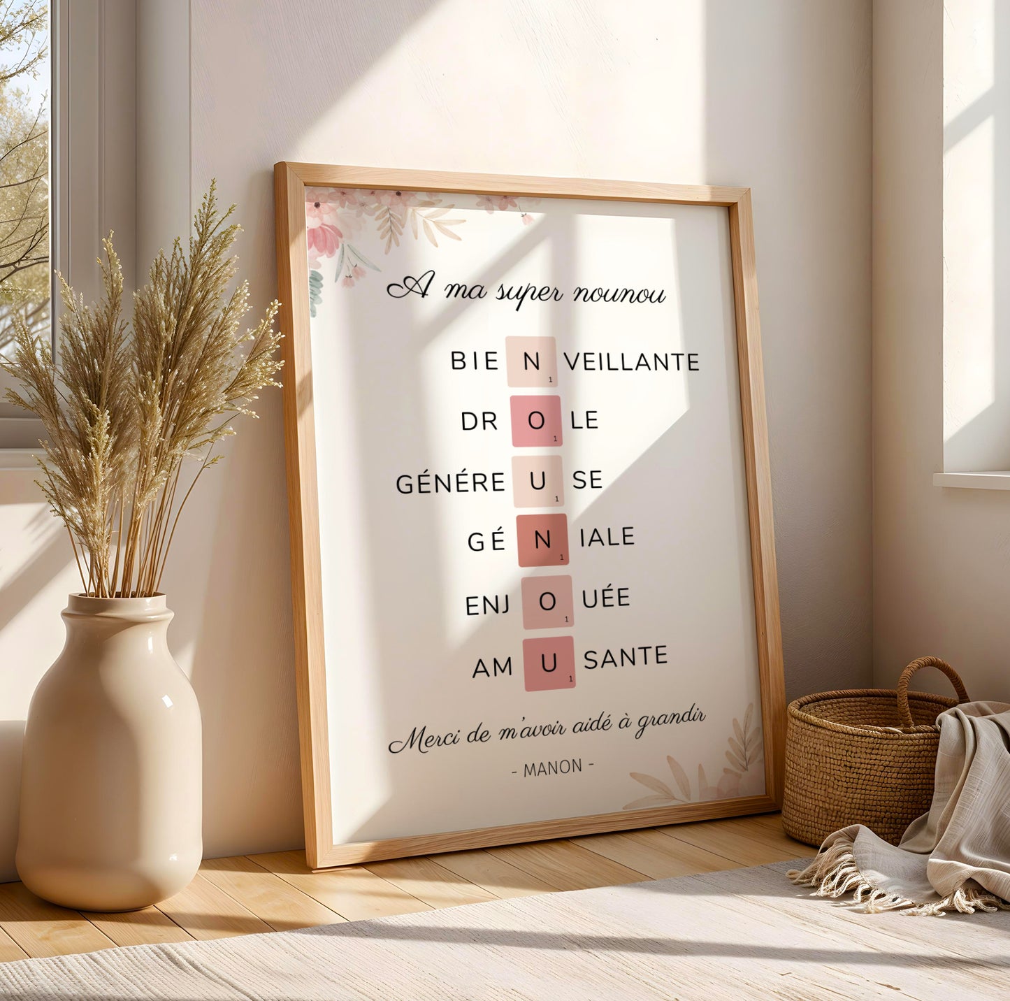 Affiche Nounou Personnalisée – Style Lettres de Scrabble - Image 4
