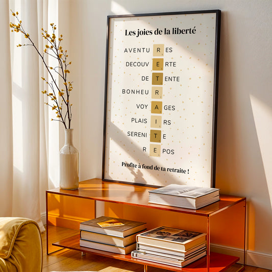 Affiche Retraite Scrabble – Cadeau Original pour Départ à la Retraite