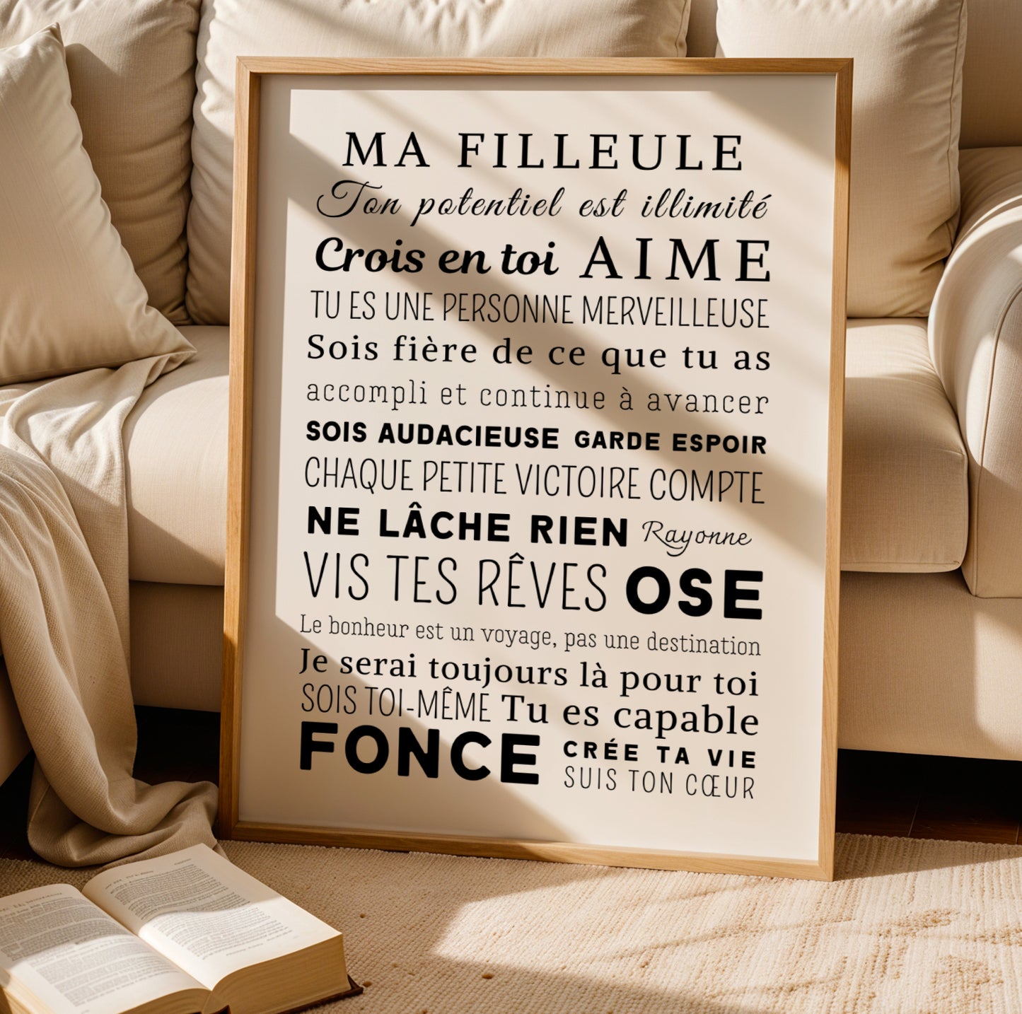 Affiche Ma Filleule Personnalisée – Cadeau Baptême, Anniversaire ou Surprise – Affiche Inspirante et Motivante – Idée Cadeau Filleule