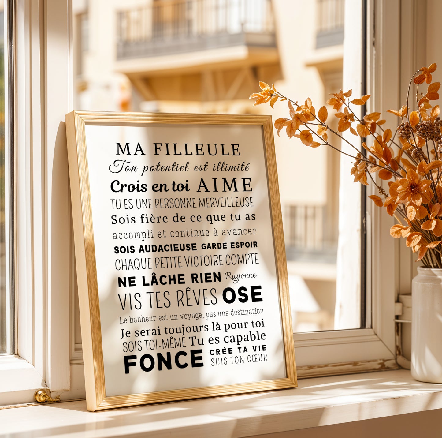Affiche Ma Filleule Personnalisée – Cadeau Baptême, Anniversaire ou Surprise – Affiche Inspirante et Motivante – Idée Cadeau Filleule