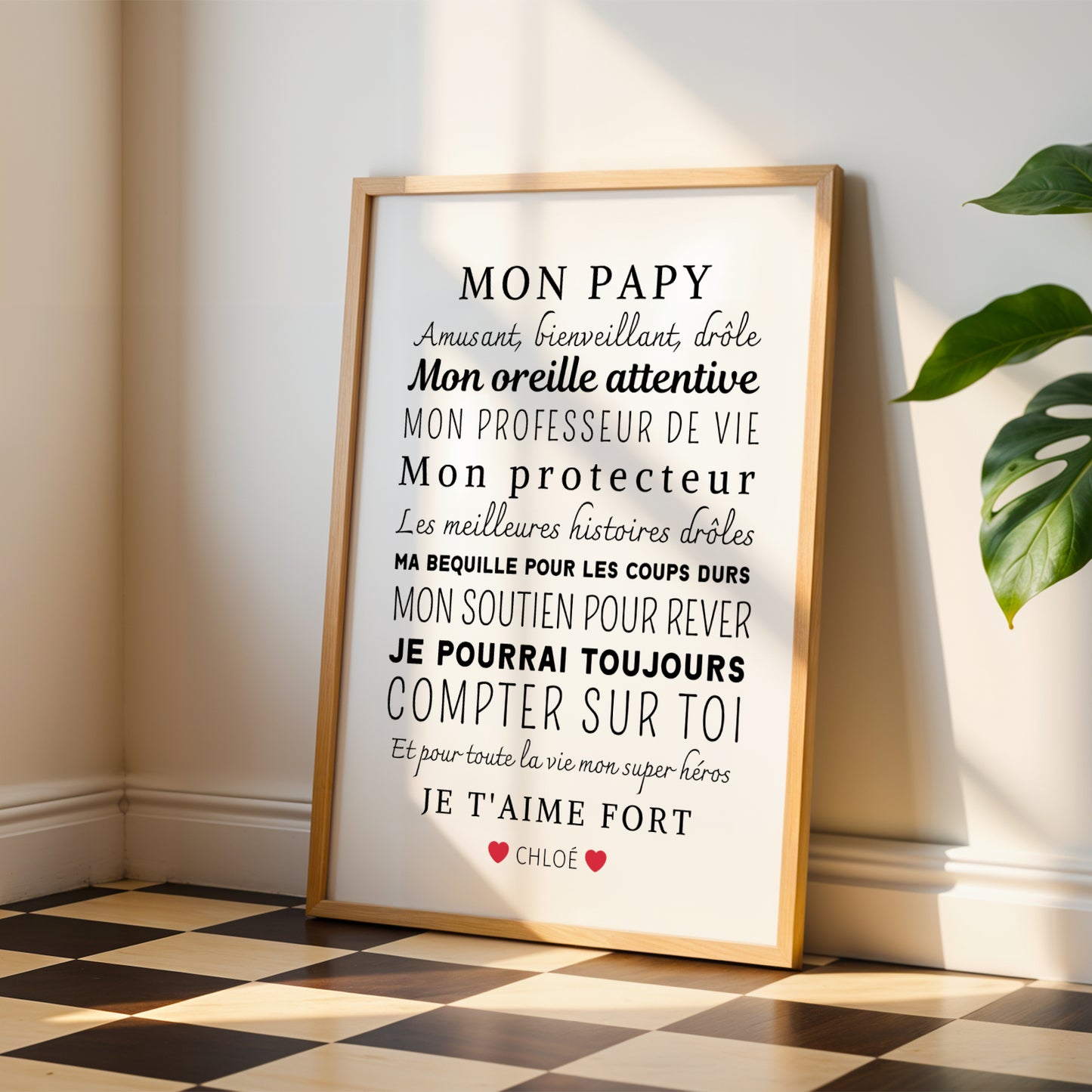 Affiche papi personnalisée - Cadeau papi personnalisée - Cadeau fête des grands-pères