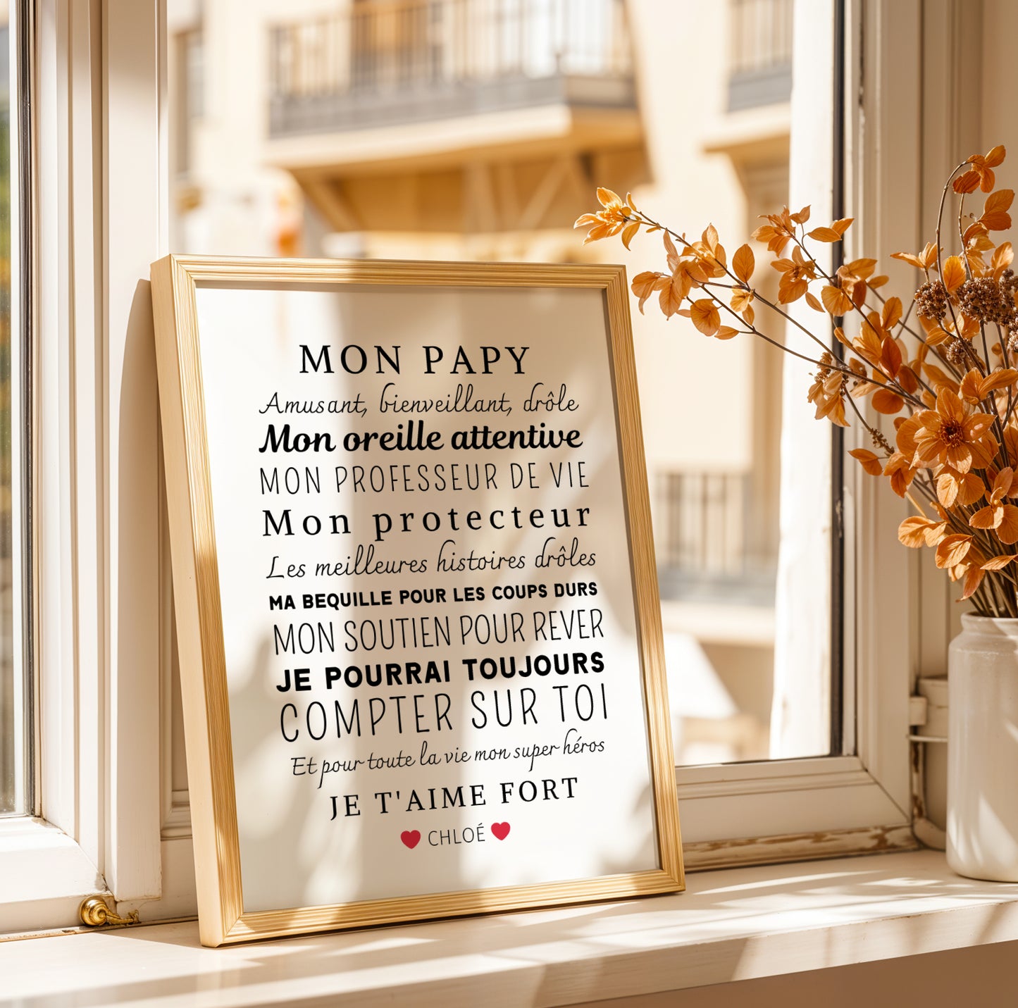 Affiche papi personnalisée - Cadeau papi personnalisée - Cadeau fête des grands-pères