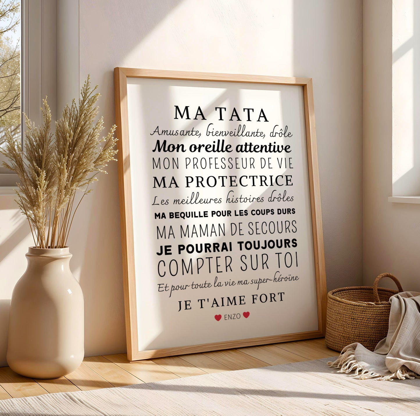 Affiche tata personnalisée - cadeau pour tata personnalisé