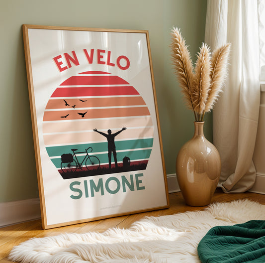 Affiche En voiture Simone - Affiche voyage et van - Affiche vintage sunset avec van  par Le Temps des Paillettes