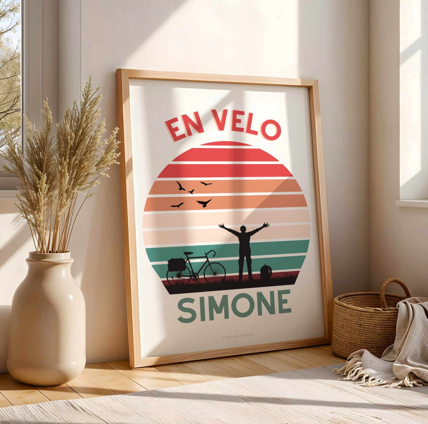 Affiche En voiture Simone - Affiche voyage et van - Affiche vintage sunset avec van  par Le Temps des Paillettes
