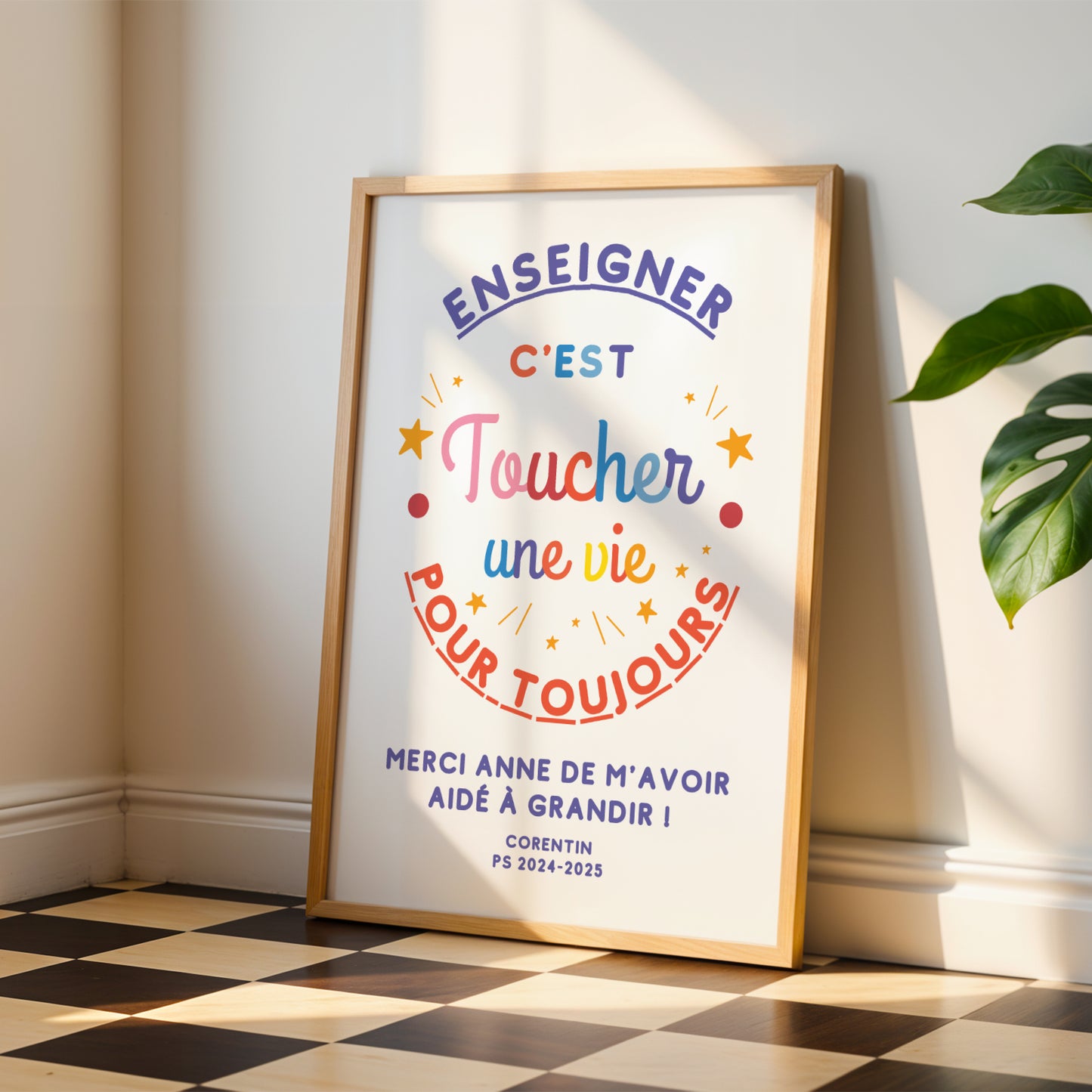 Affiche Citation Maîtresse Personnalisée – Cadeau Fin d'Année Scolaire Original Coloré - Image 1