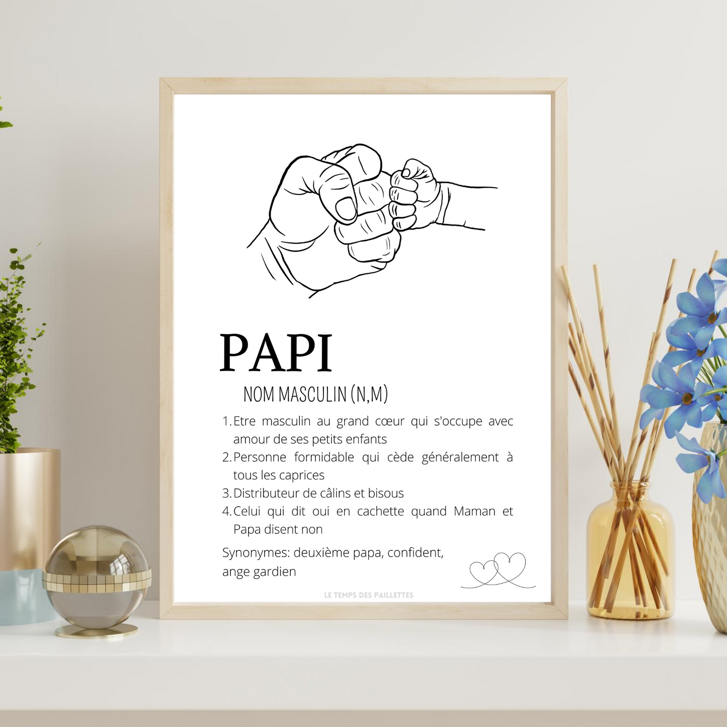 Affiche Définition Papi - Poster papy personnalisé - Cadeau pour papi personnalisé  par Le Temps des Paillettes
