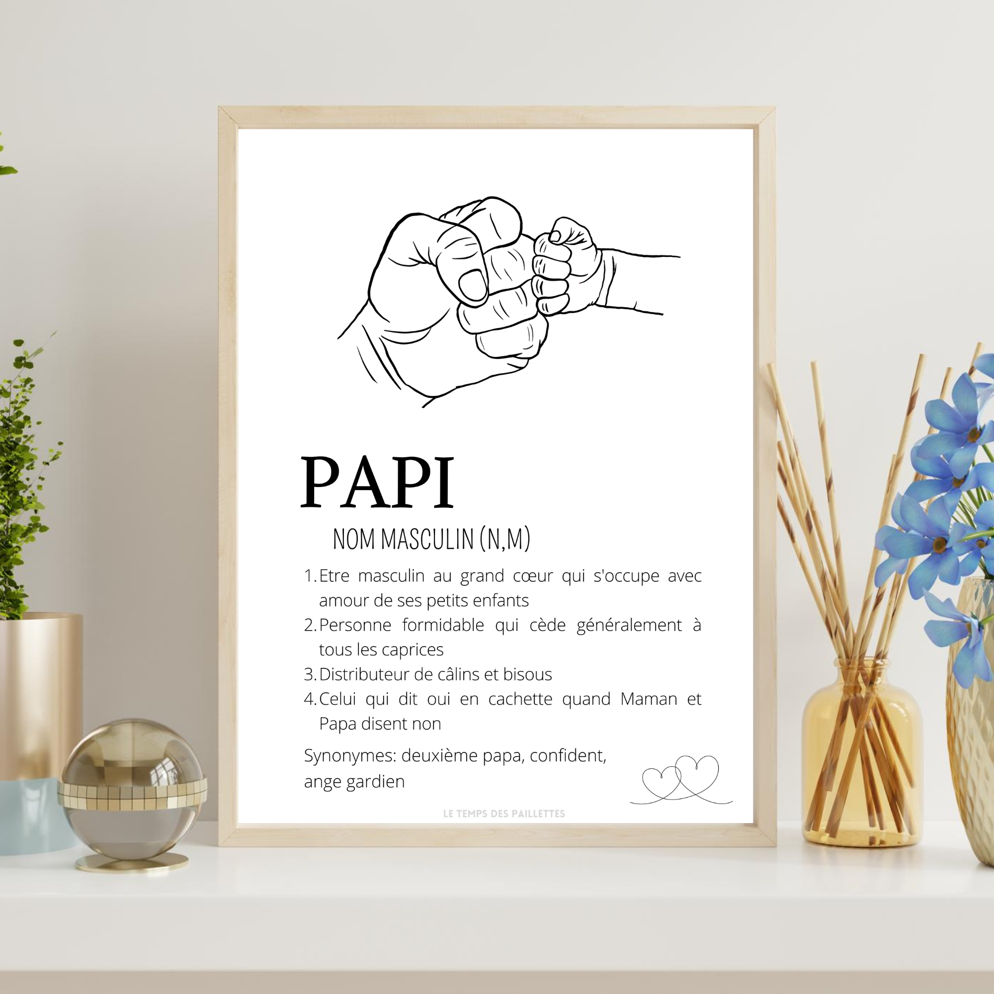 Affiche papi personnalisée - cadeau famille personnalisé - Poster papy – Le  Temps des Paillettes