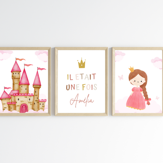 Affiche enfant princesse - Déco fille rose princesse par Le temps des paillettes - Le Temps des Paillettes
