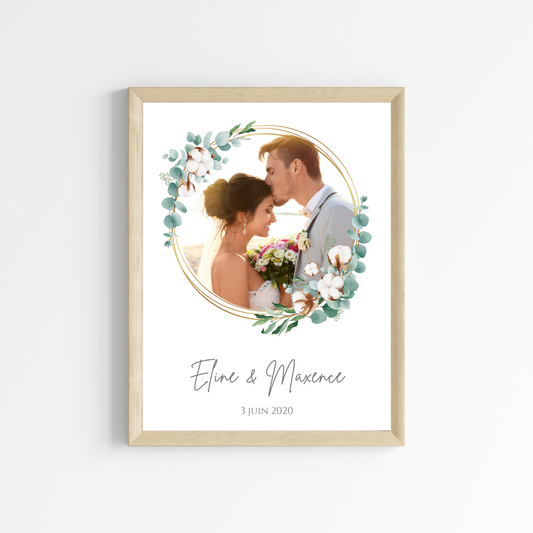 Affiche couple photo noce de coton - 1 an de mariage - affiche anniversaire de mariage par Le Temps des Paillettes - Le Temps des Paillettes