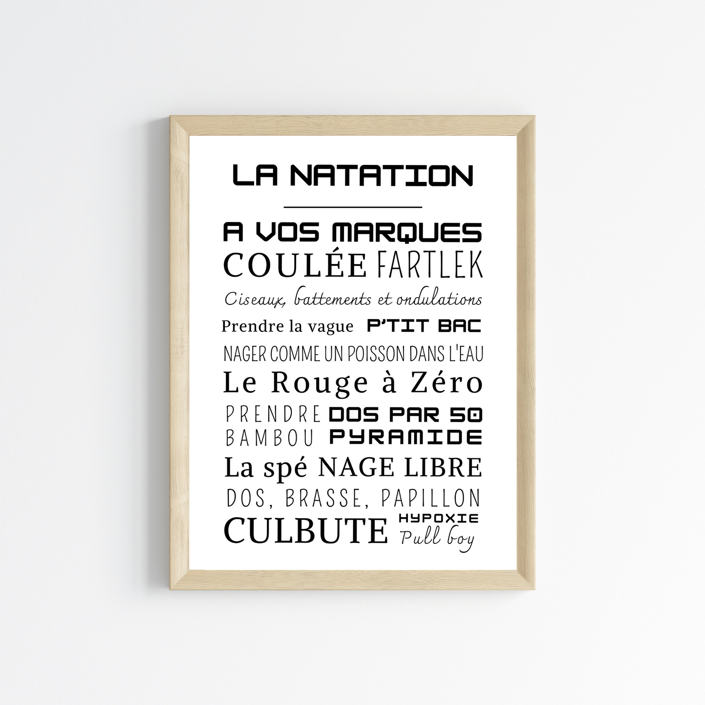 Affiche natation - Affiche mots et expressions de natation  - Poster natation  par Le Temps des Paillettes