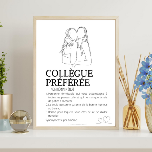 Affiche définition Collègue personnalisable - cadeau collègue personnalisable par Le Temps des Paillettes - Le Temps des Paillettes