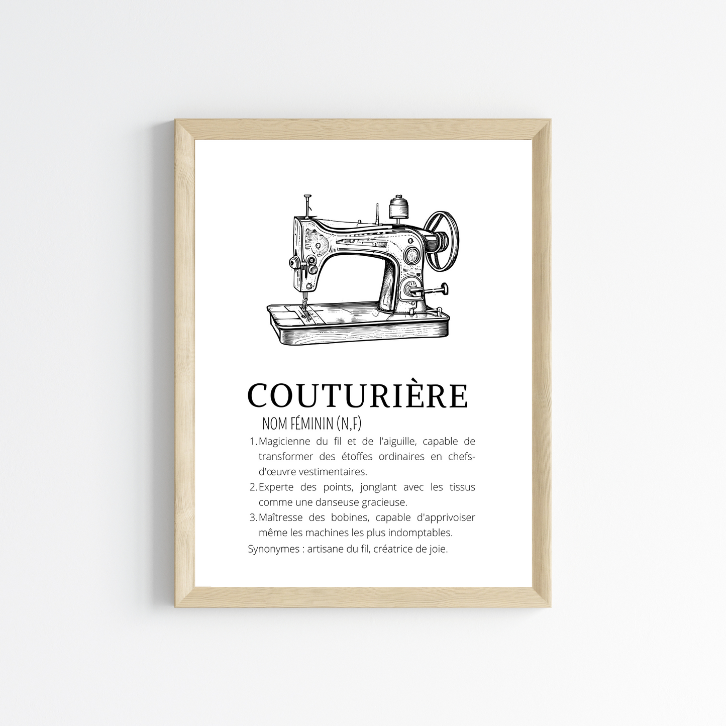 Affiche définition couturière - cadeau pour couturière tricoteuse personnalisée par Le Temps des Paillettes