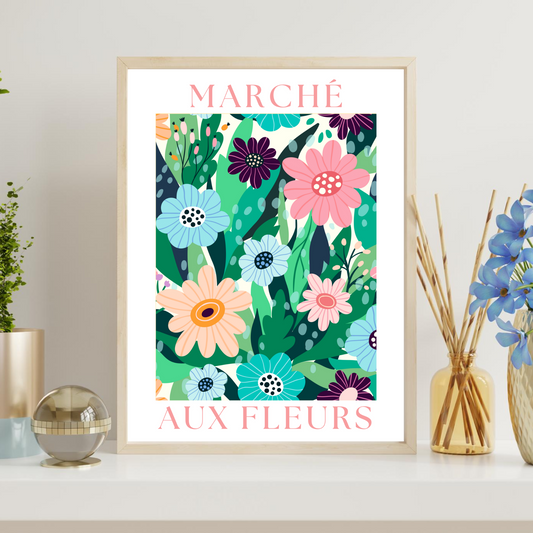 Affiche Marché aux Fleurs - décoration fleurs par le Temps des Paillettes - Le Temps des Paillettes