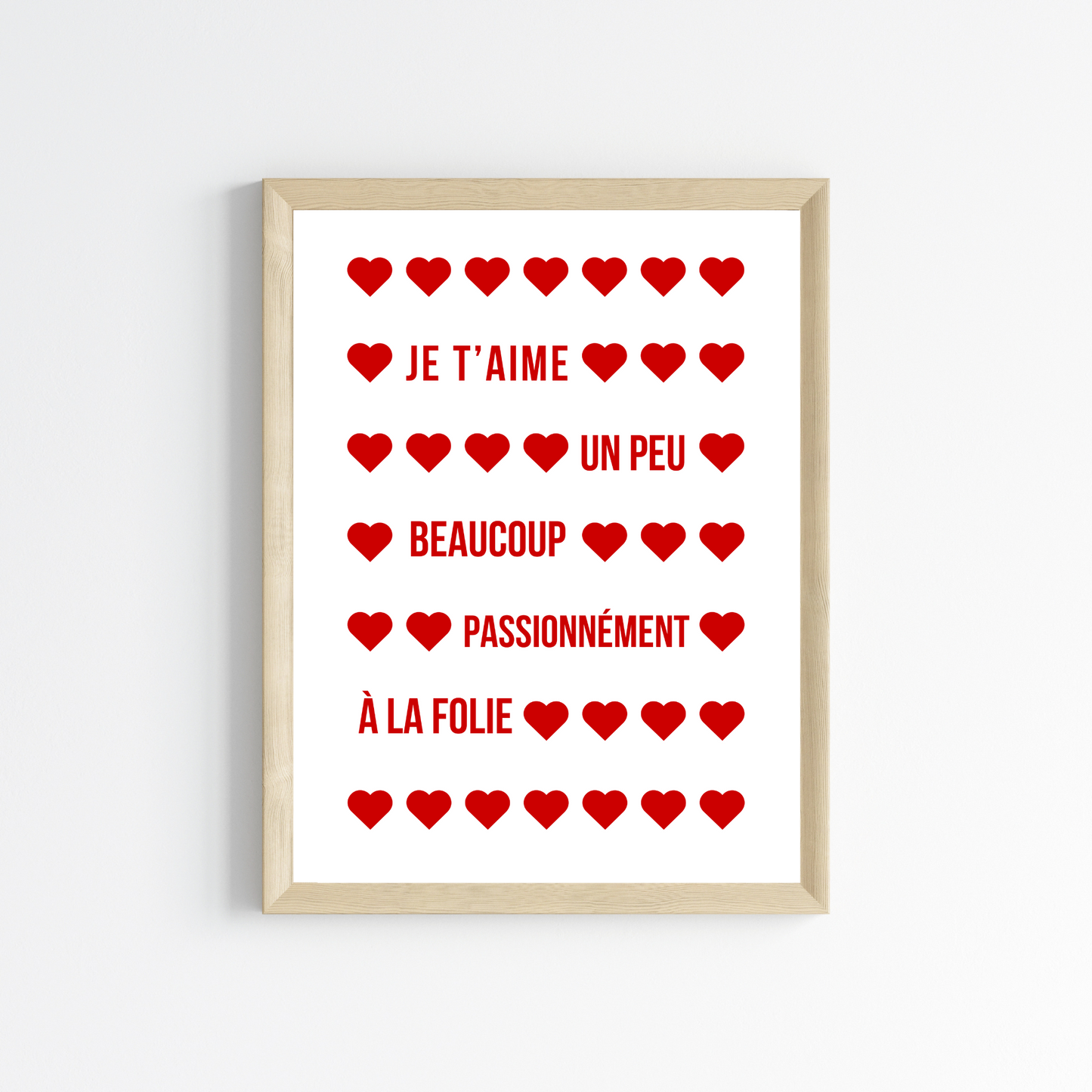 Affiche je t'aime - Affiche couple amour- Cadeau de Saint valentin par Le Temps des Paillettes