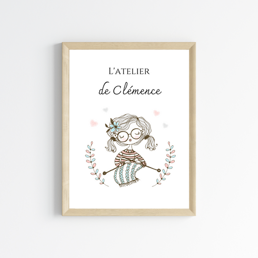 Affiche Atelier de Tricot Personnalisée - Affiche couturière tricoteuse personnalisée par Le Temps des Paillettes - Le Temps des Paillettes