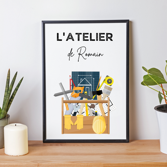 Affiche Atelier de bricolage personnalisée - Poster pour bricoleurs par Le Temps des Paillettes - Le Temps des Paillettes