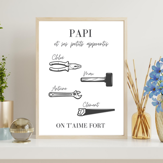 Affiche papi personnalisée - Cadeau papi personnalisée - Cadeau fête des grands-pères par Le Temps des Paillettes - Le Temps des Paillettes