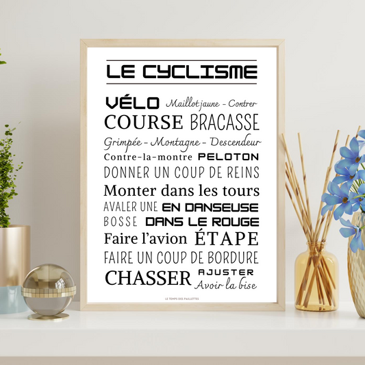 Affiche cyclisme - Affiche mots et expressions du vélo - Poster cyclisme par Le Temps des Paillettes - Le Temps des Paillettes