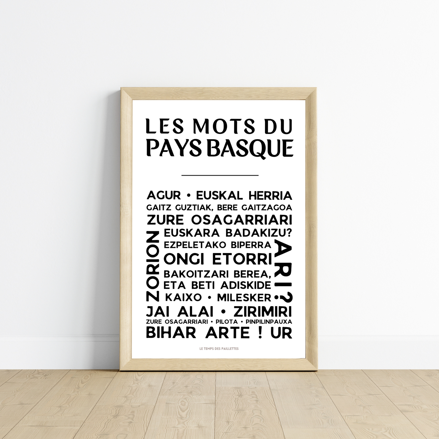 Affiche mots basque - Affiche pays basque - Poster EUSKAL - Poster Euskal Herria  par Le Temps des Paillettes