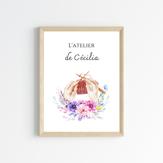 Affiche Atelier de Tricot Personnalisée - Affiche couturière tricoteuse personnalisée par Le Temps des Paillettes - Le Temps des Paillettes