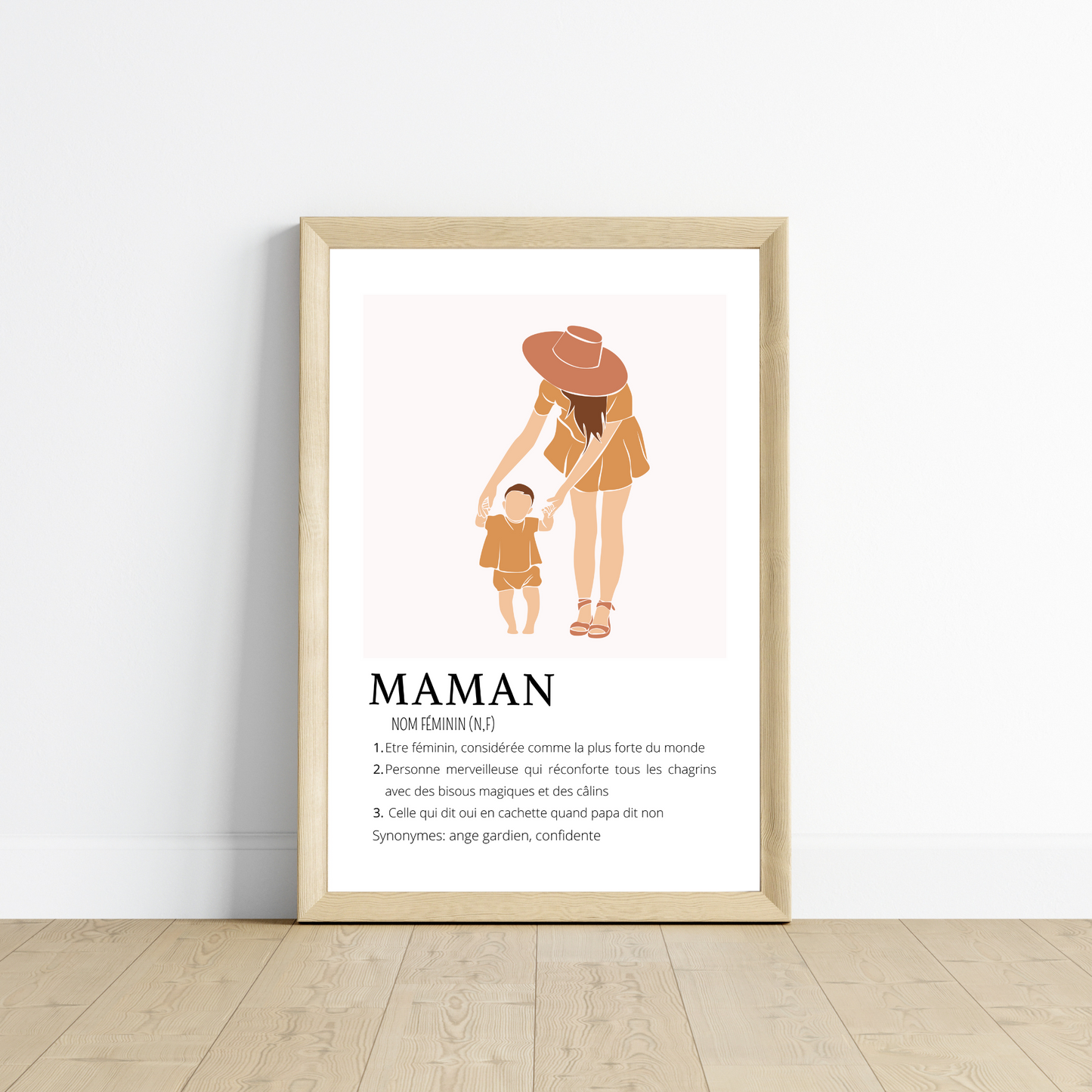 Affiche définition maman personnalisée avec illustration abstract et prénom enfant par Le Temps des Paillettes