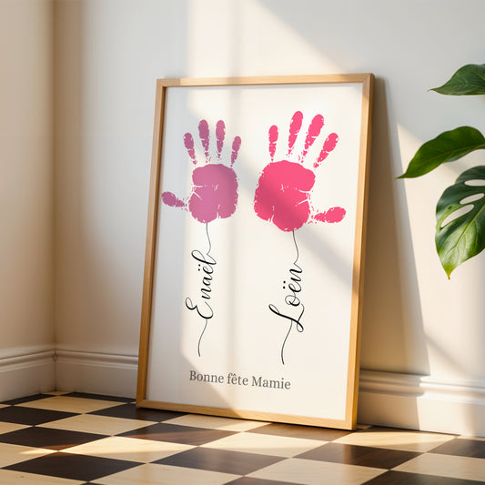Affiche maman personnalisée empreinte de mains  - cadeau fête des mères