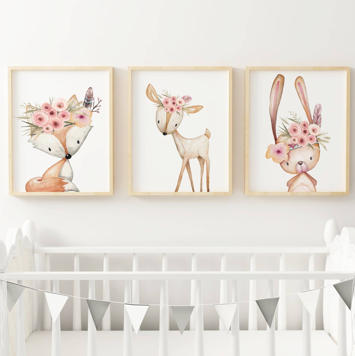 Lot 3 Affiches Chambre Enfant Animaux Forêt Aquarelle Renard Lapin – Galerie Murale Personnalisée Prénom Cadeau Naissance - Image 6