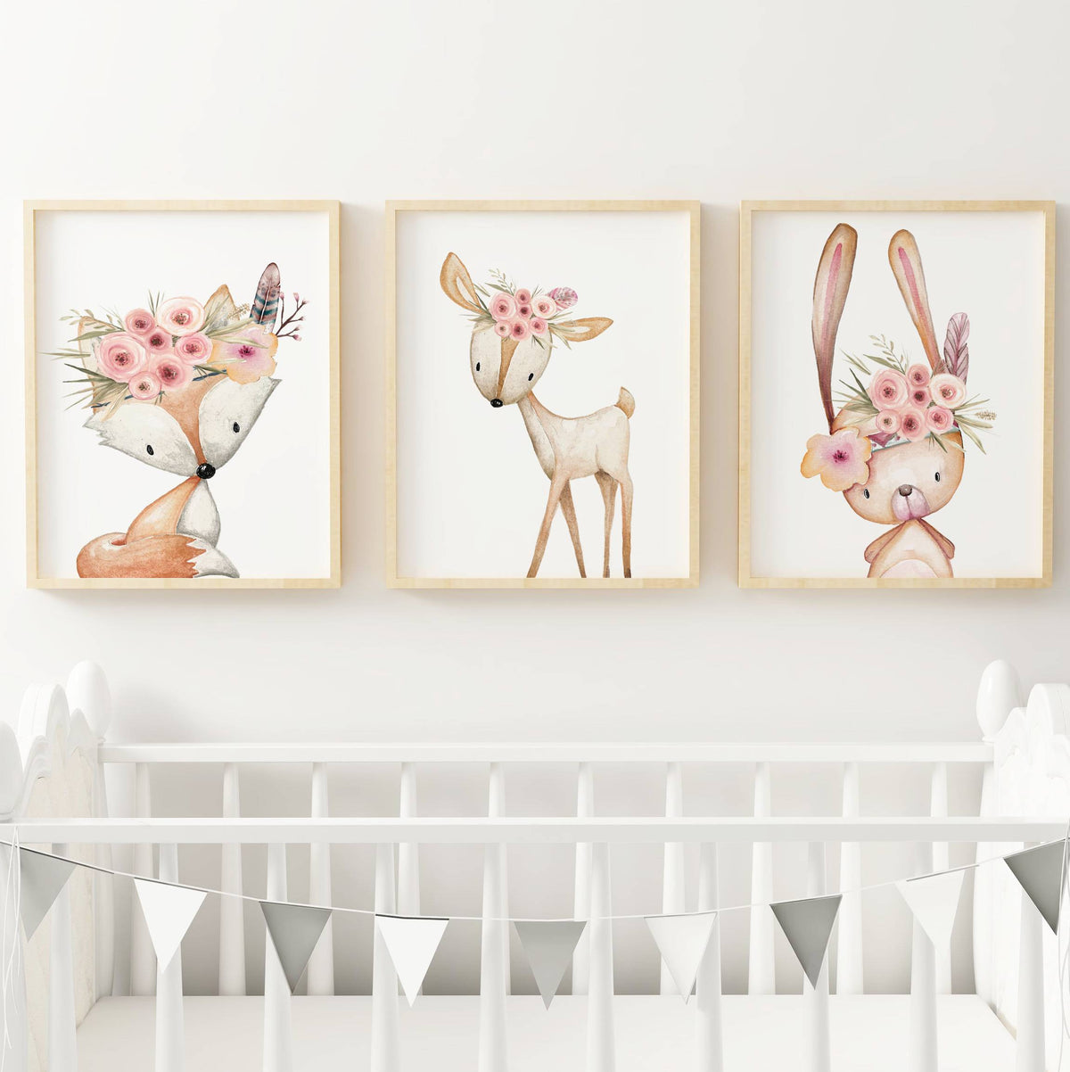 Lot 3 Affiches Chambre Enfant Animaux Forêt Aquarelle – Galerie Murale Prénom Personnalisée Cadeau Naissance Bébé Mixte - Image 2