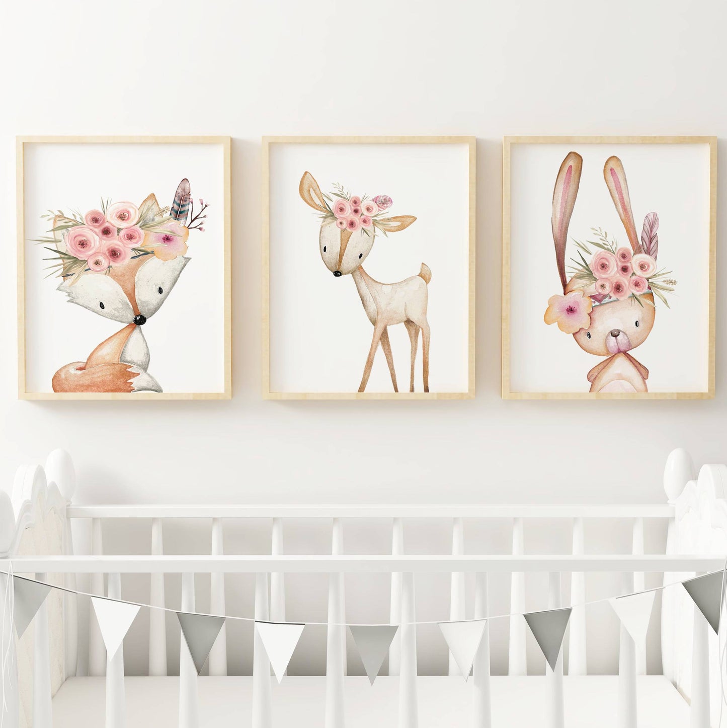 Set 3 affiches animaux aquarelle pour chambre enfant - cadeau de naissance par Le temps des paillettes