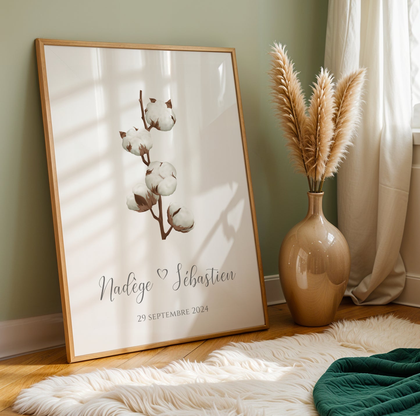 Affiche couple noce de coton -  1 an de mariage - affiche anniversaire de mariage  par Le Temps des Paillettes