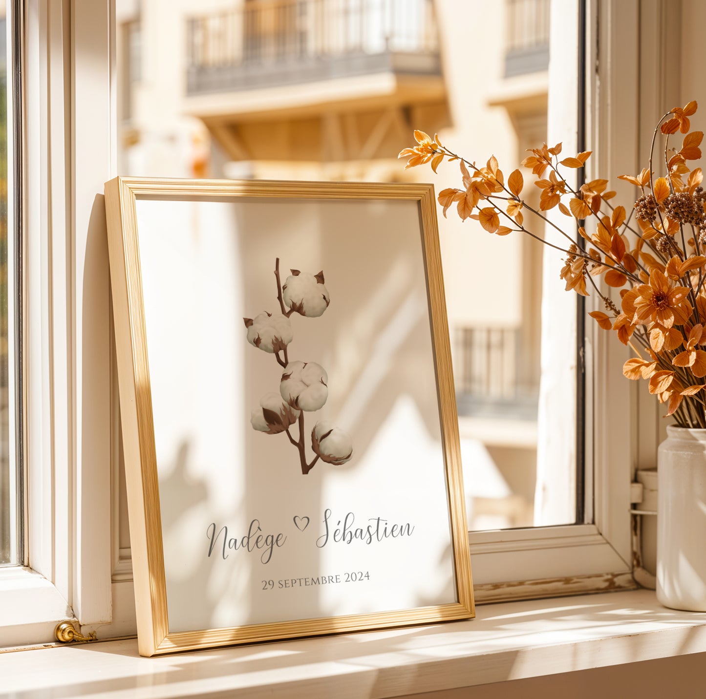 Affiche couple noce de coton -  1 an de mariage - affiche anniversaire de mariage  par Le Temps des Paillettes