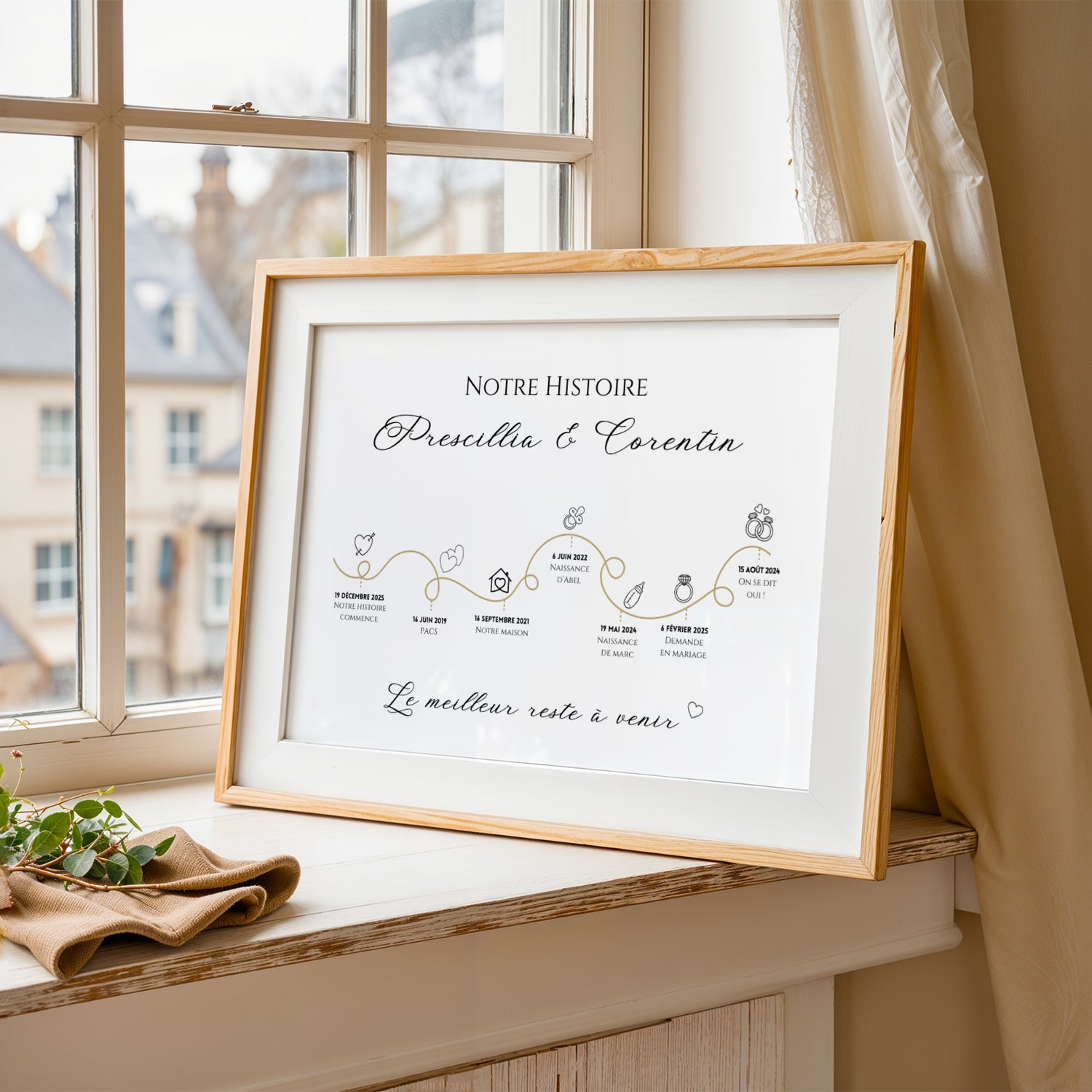 Affiche Personnalisée «Notre Histoire d'Amour» - Cadeau de Saint-Valentin Unique | Le Temps des Paillettes - Image 1