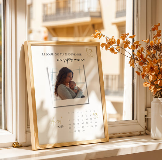 Affiche Jeune Maman Personnalisée avec Photo et Date | Cadeau Première Fête des Mères | Poster Définition Maman, Idée Cadeau Naissance