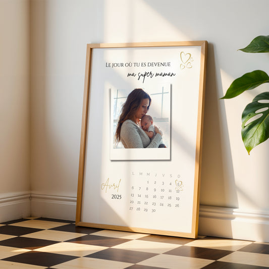 Affiche Jeune Maman Personnalisée avec Photo et Date | Cadeau Première Fête des Mères | Poster Définition Maman, Idée Cadeau Naissance
