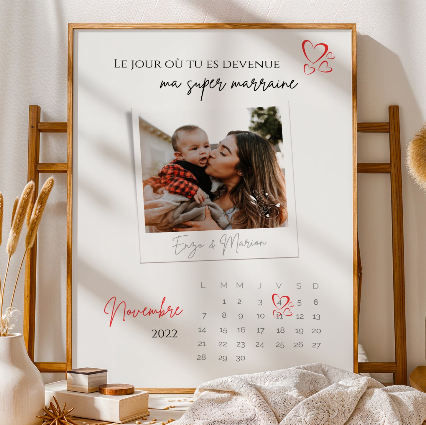Affiche Marraine Personnalisée avec Photos et Date | Cadeau Unique pour Marraine - Le Temps des Paillettes - Image 6