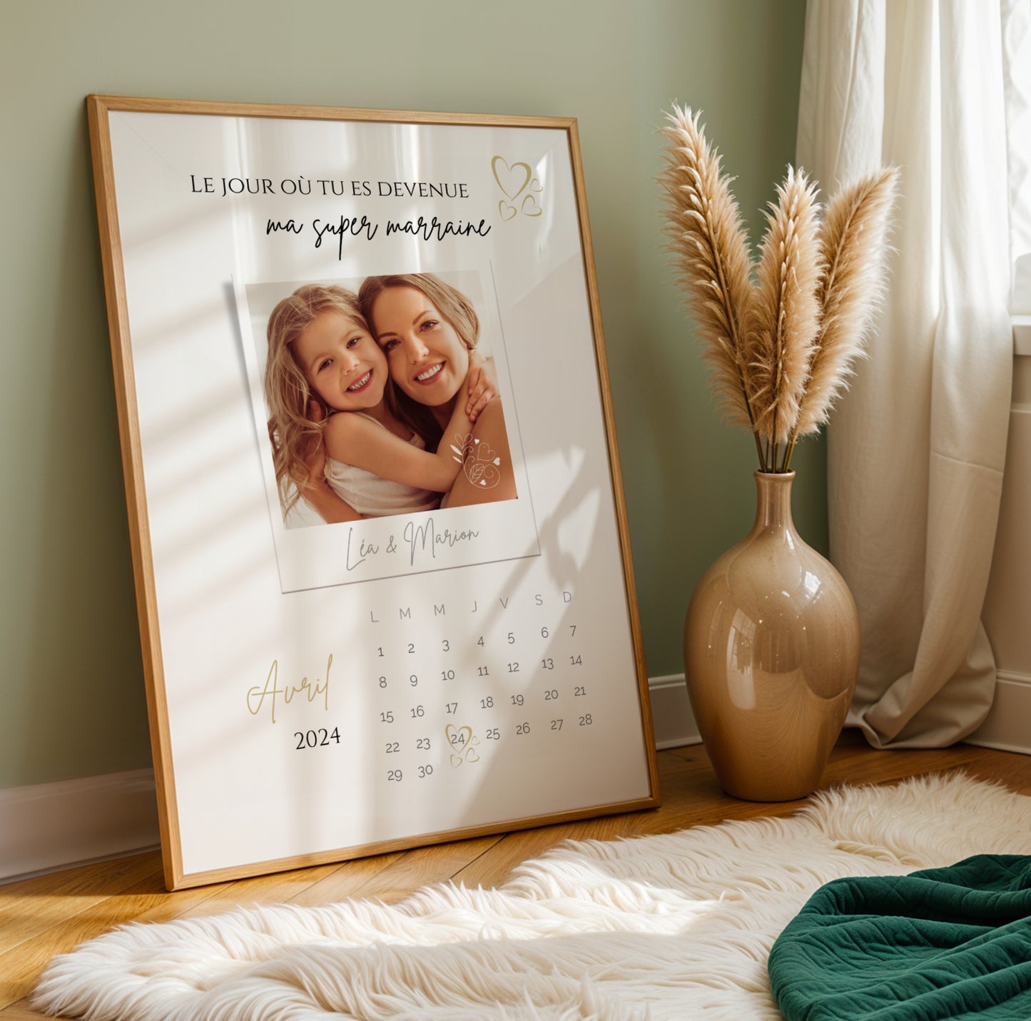 Affiche Marraine Personnalisée avec Photos et Date | Cadeau Unique pour Marraine - Le Temps des Paillettes - Image 3