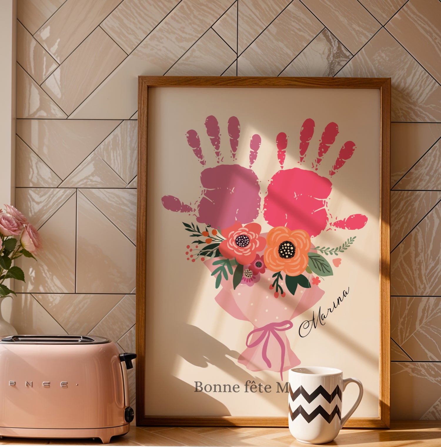 Affiche maman personnalisée empreinte de mains  - cadeau fête des mères - Image 2