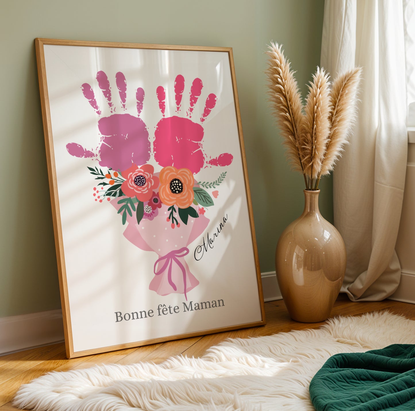 Affiche maman personnalisée empreinte de mains  - cadeau fête des mères - Image 4