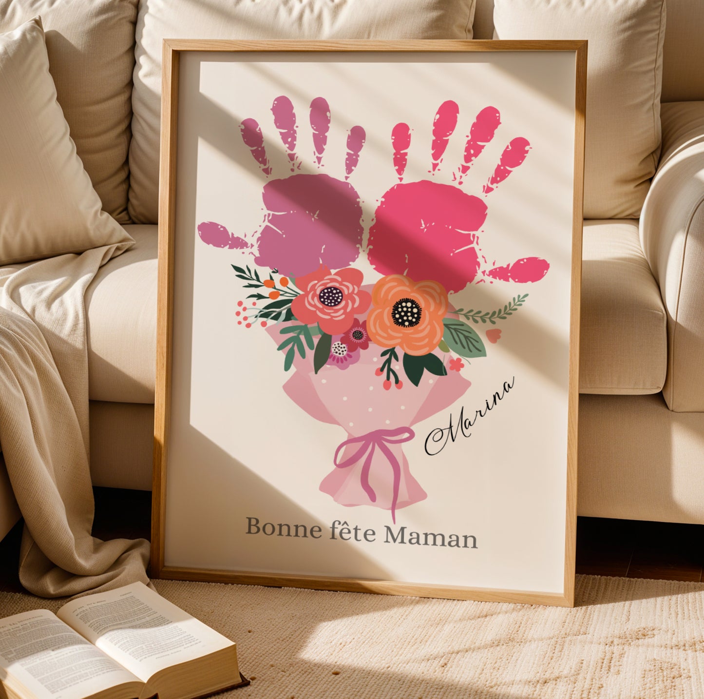 Affiche maman personnalisée empreinte de mains  - cadeau fête des mères - Image 5
