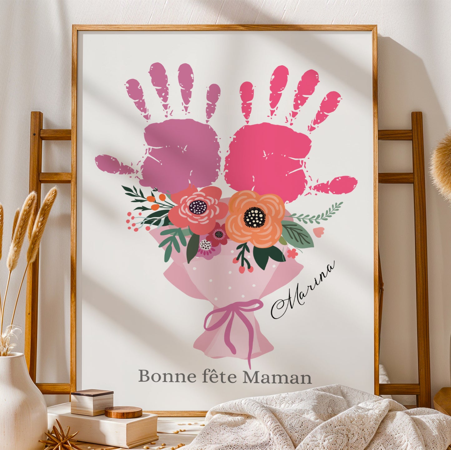 Affiche maman personnalisée empreinte de mains  - cadeau fête des mères - Image 9