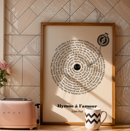 Affiche Personnalisée de Paroles de Vinyle - Cadeau Musical Unique