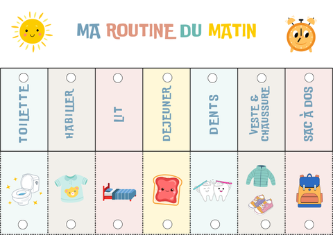 Collection organisation enfant Montessori routine planning autonomie