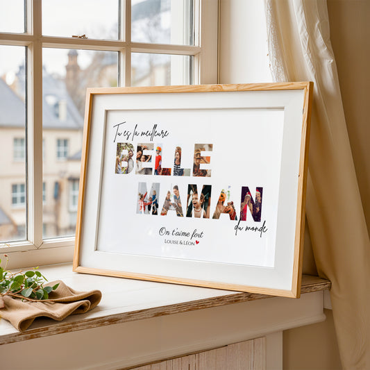 Affiche Photos montage Belle-Maman | Idée Cadeau Noël Belle-Mère | Poster Collage Photo, Cadre Personnalisable Belle-Maman
