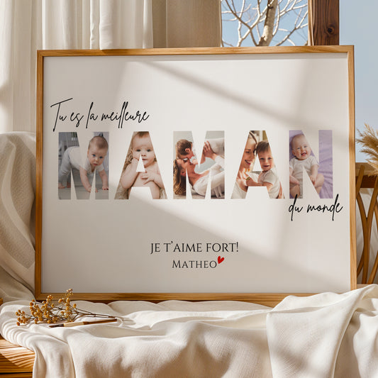 Affiche personnalisée pour maman avec photos – Cadeau unique pour la Fête des Mères