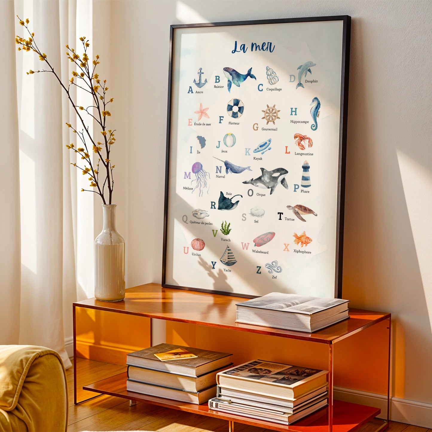 affiche abécédaire nautique décoration maison de vacances