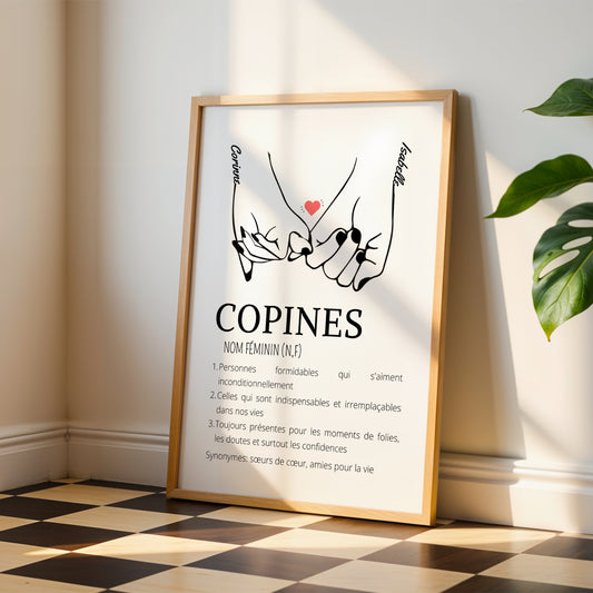 Affiche définition copines pinky swear - cadeau pour meilleures amies - cadeau minimaliste BFF par Le Temps des Paillettes